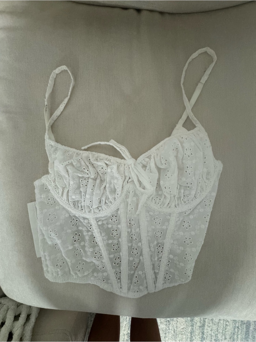 White Eyelet Lace Bustier Top - Women Intimates